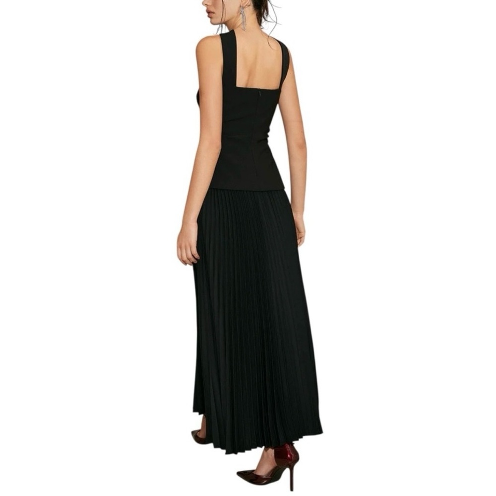 Commense Black Pleated Maxi Dress Small NWT Wedding Guest Evening Party - Picture 2 of 10